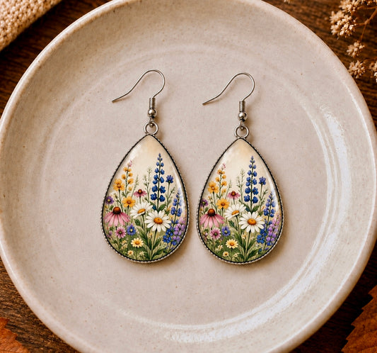 Meadow Wildflower Teardrop Earrings