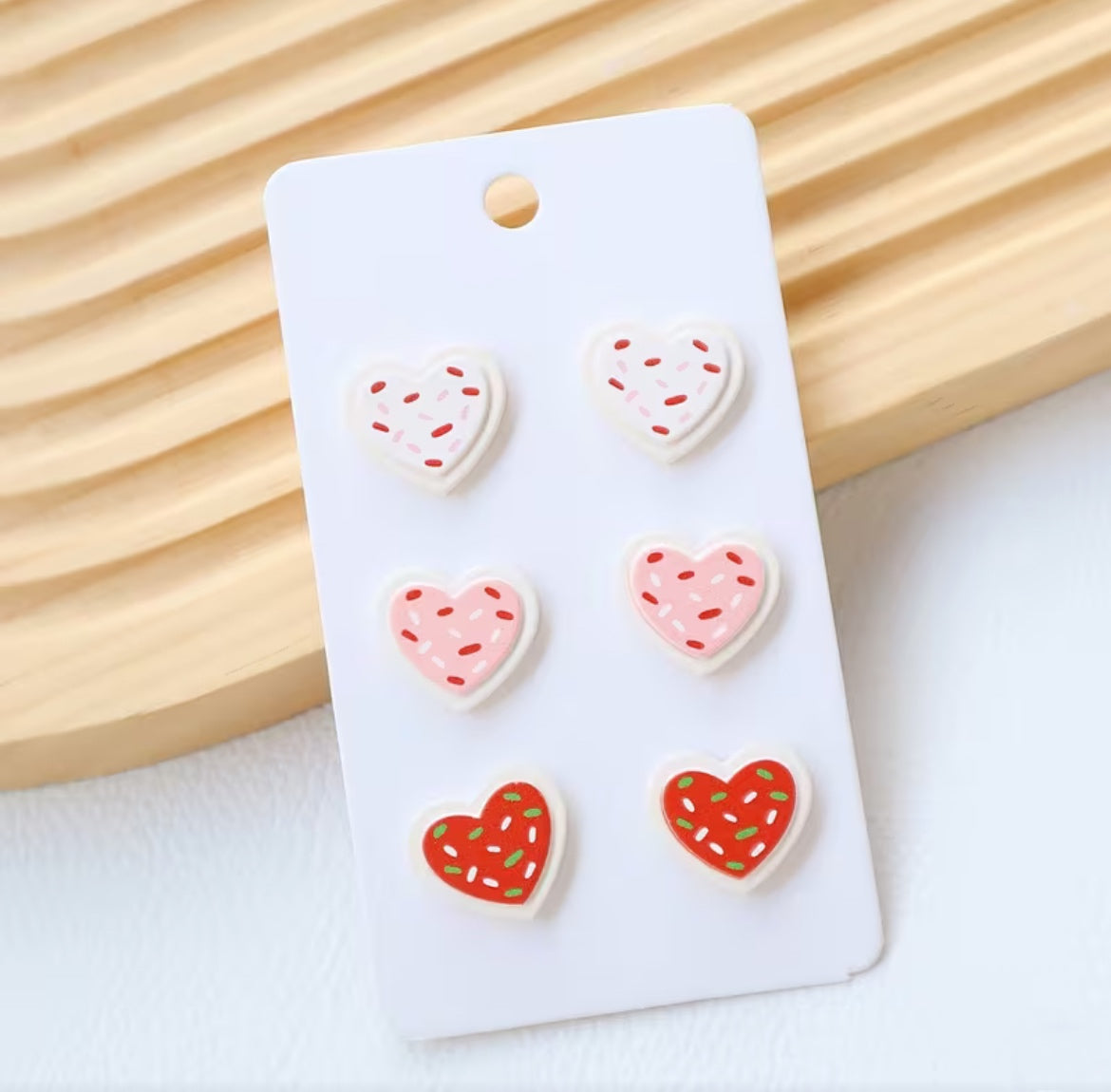 Set of 3 Sugar Cookie Heart Earrings