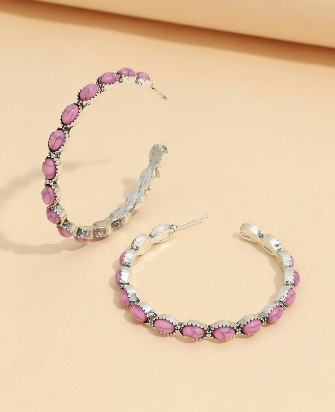 Gorgeous Pink and Silver Hoops