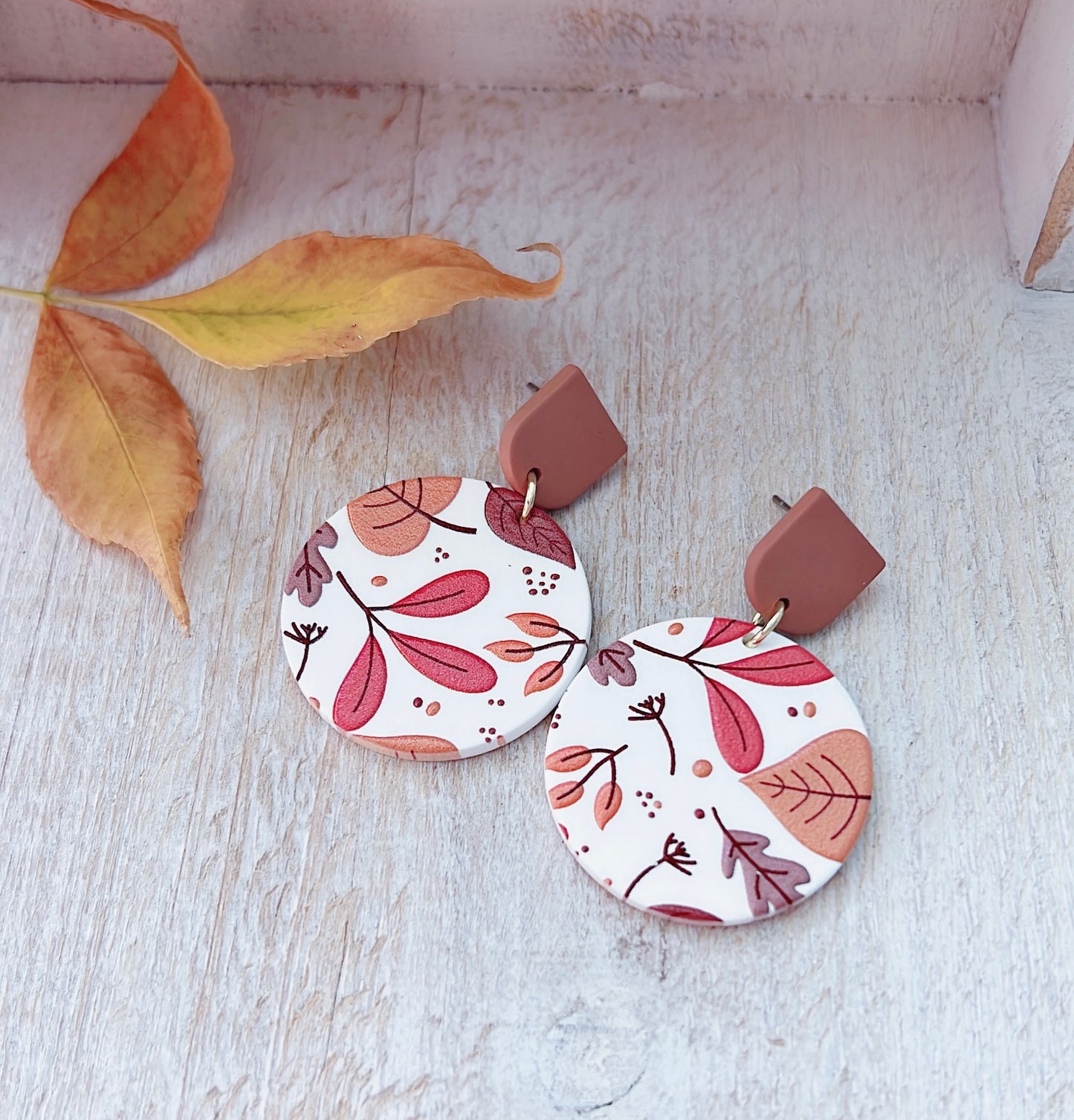 Beautiful Fall Leaves Acrylic Stud Drop Earrings