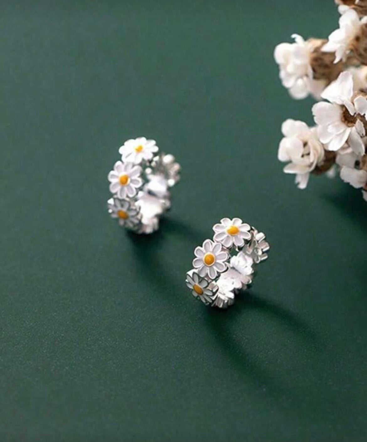 Beautiful Daisy Huggie Earrings