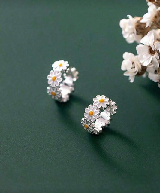 Beautiful Daisy Huggie Earrings