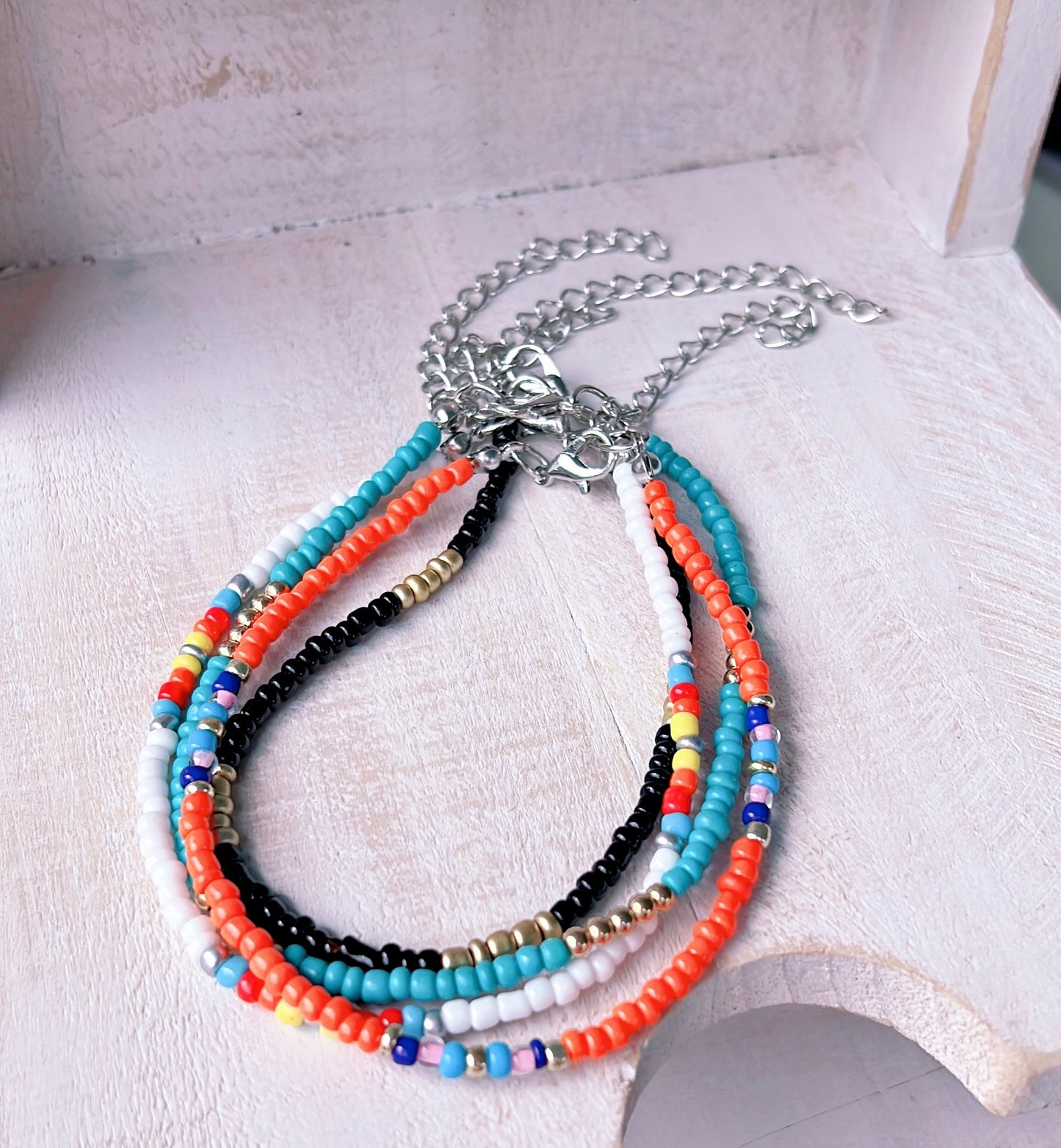 Beautiful 4 Piece Color Block Anklet