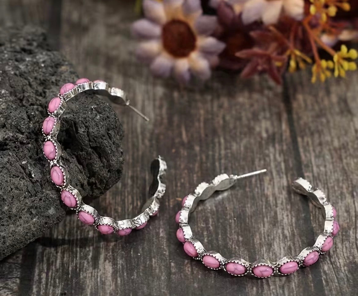 Gorgeous Pink and Silver Hoops