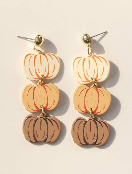 Beautiful Tri-Color Acrylic Pumpkin Earrings