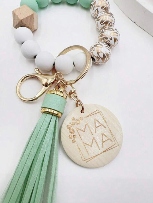 Beautiful Turquoise Beaded Mama Bracelet and Wrist Keychain