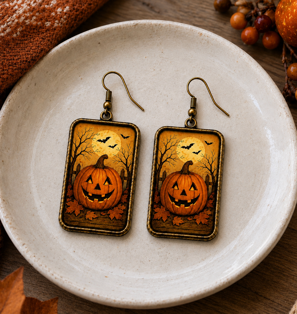 Vintage Jack-O’-Lantern Halloween Earrings