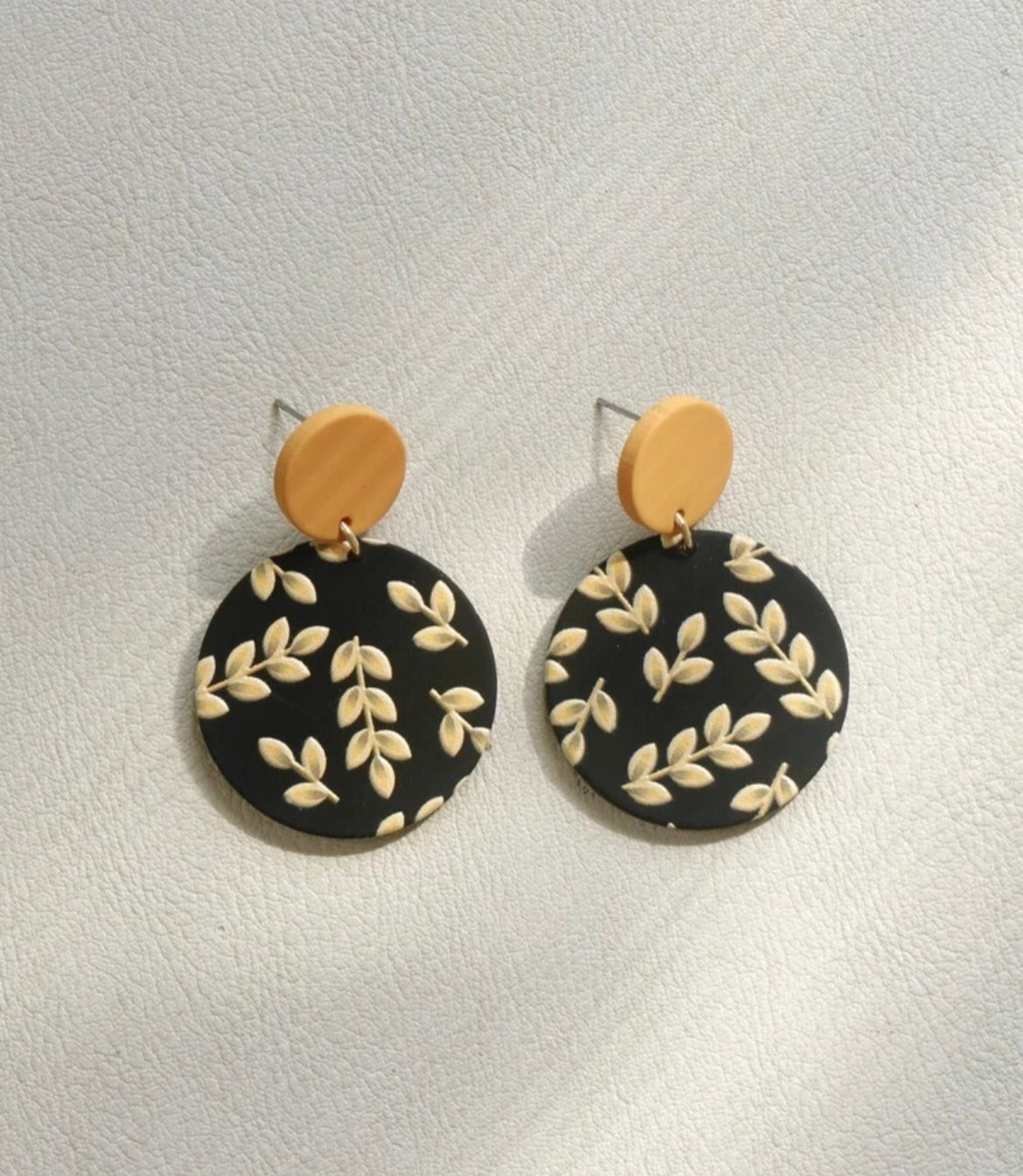 Black and Yellow Leaf Acrylic Earrings