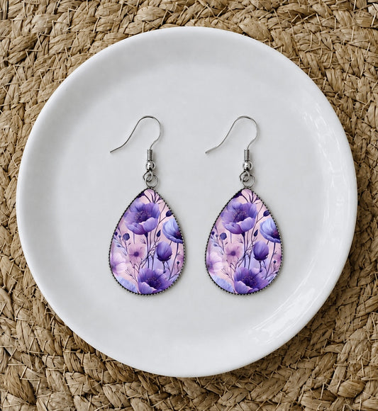 Lavender Bloom Teardrop Earrings