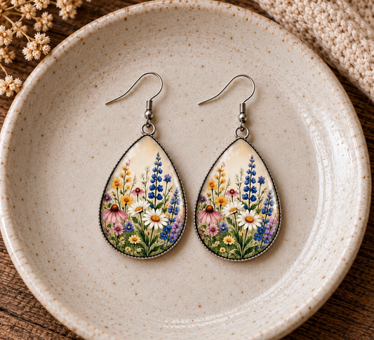 Meadow Wildflower Teardrop Earrings
