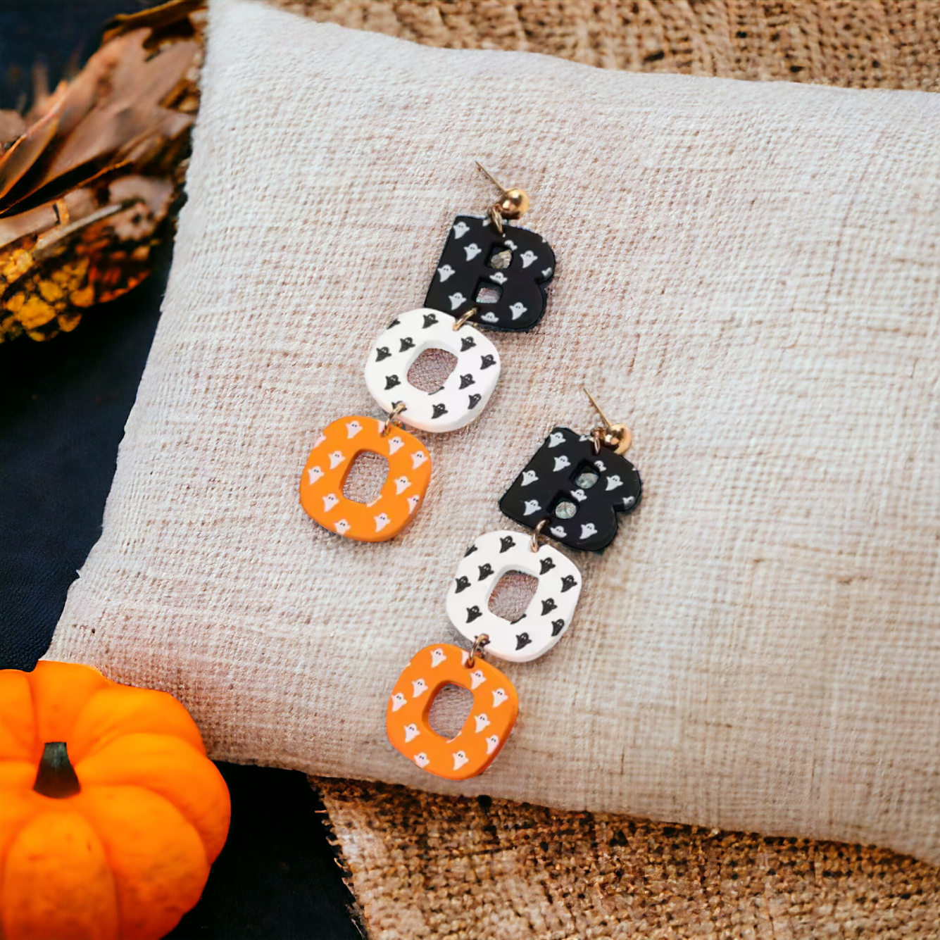 "BOO" Halloween Stud Drop Earrings