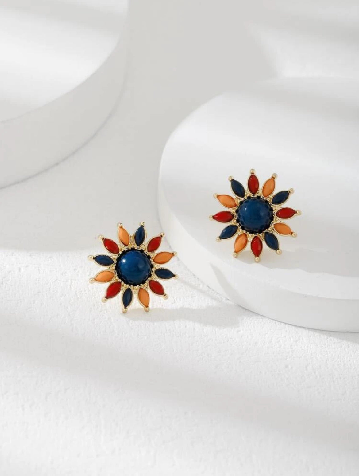 Multicolored Flower Stud Earrings