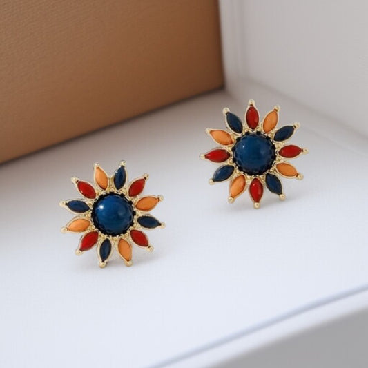 Multicolored Flower Stud Earrings
