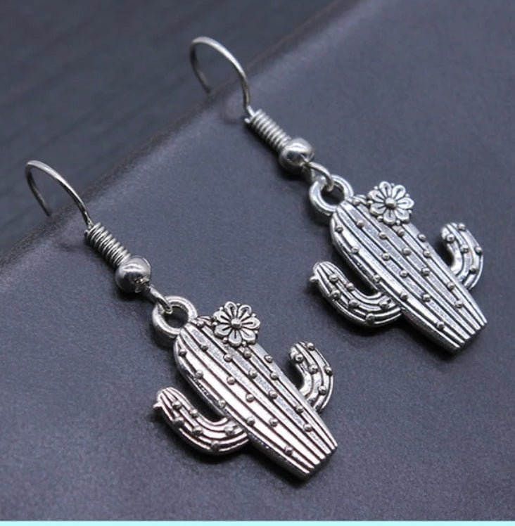 Silver Cactus Earrings