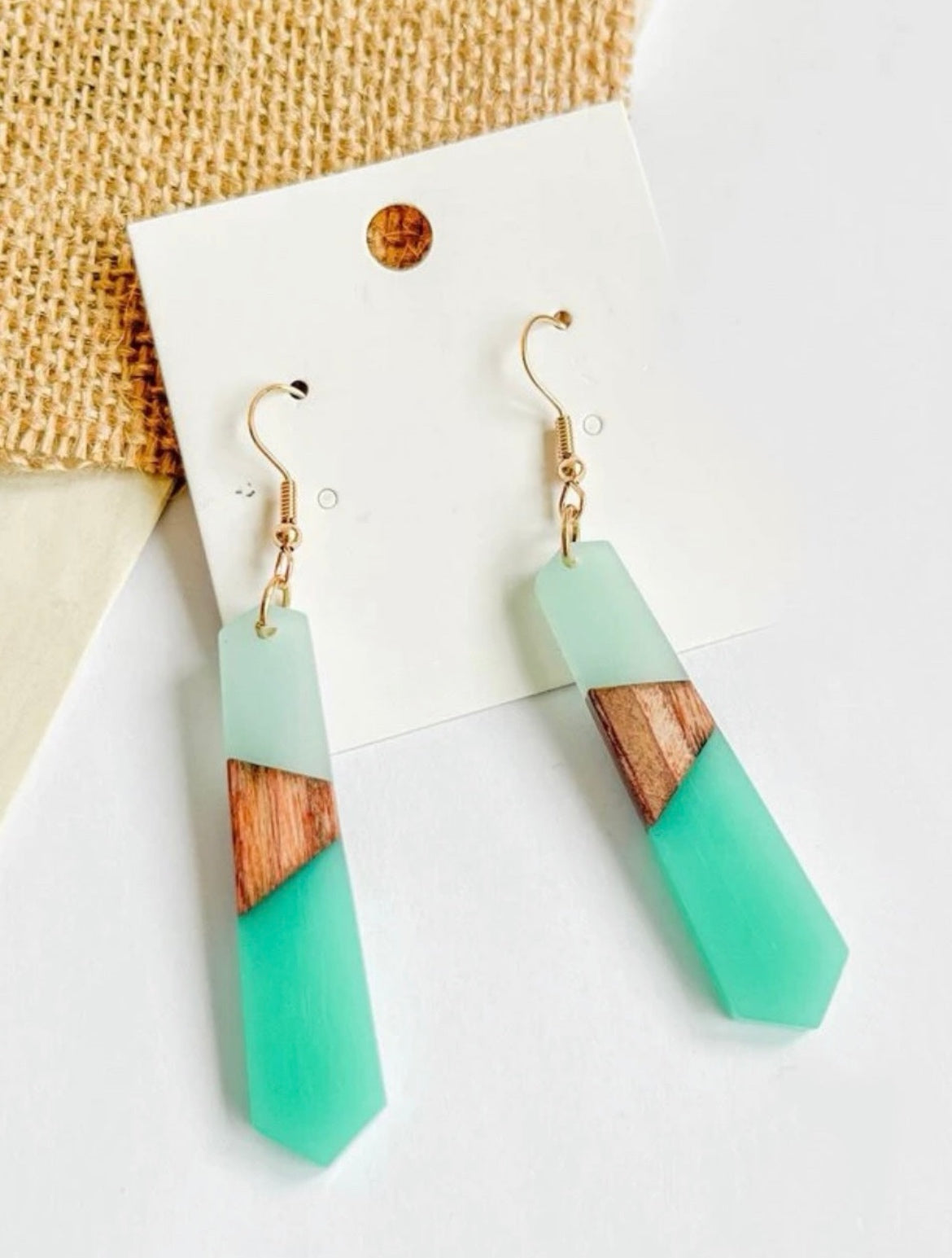 Gorgeous Turquoise Resin and Wood Earrings