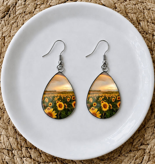 Sunflower Fields Teardrop Earrings