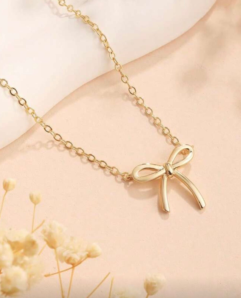 Beautiful Silver or Gold Bow Necklace