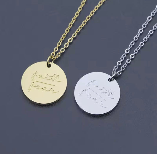 Beautiful Silver or Gold Faith Over Fear Necklace
