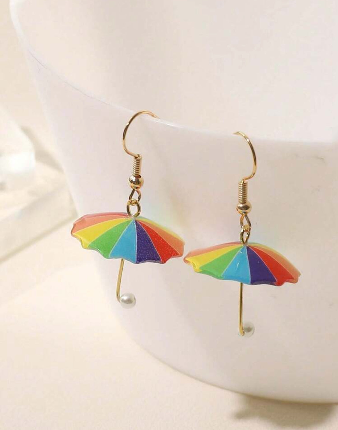 Beautiful Rainbow Umbrella Earrings