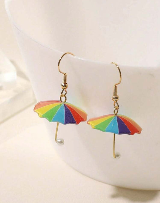 Beautiful Rainbow Umbrella Earrings
