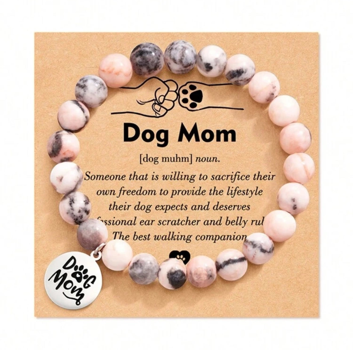 Beautiful Stone "Dog Mom" Bracelet