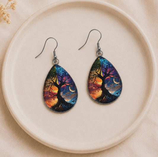 Gorgeous Tree of Life Teardrop Earrings