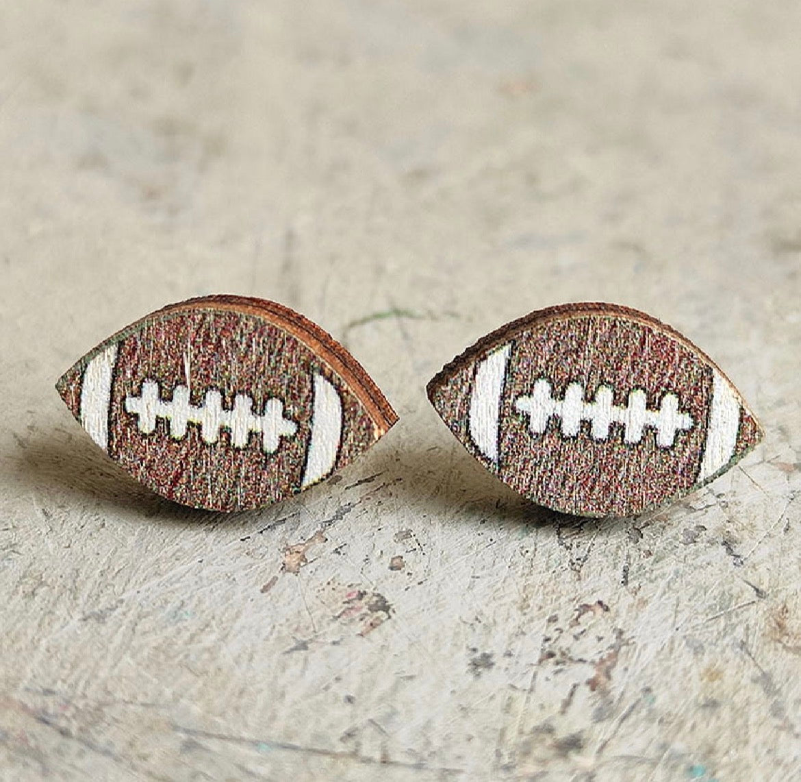 Favorite Sports Wooden Stud Earrings