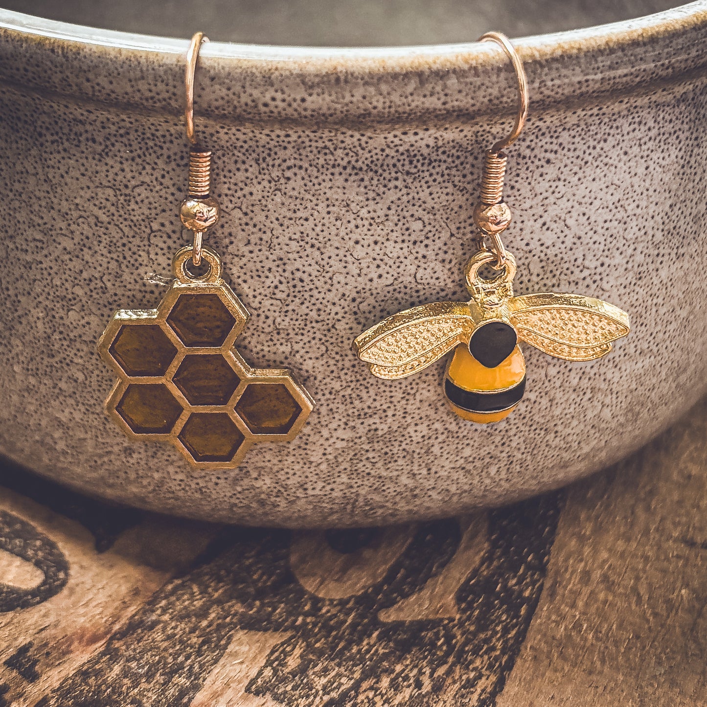 Beautiful Bee and Honeycomb Earrings