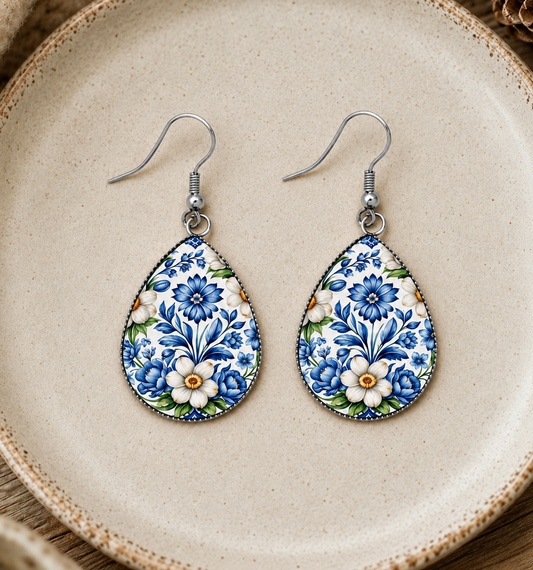 Blue Willow Garden Earrings