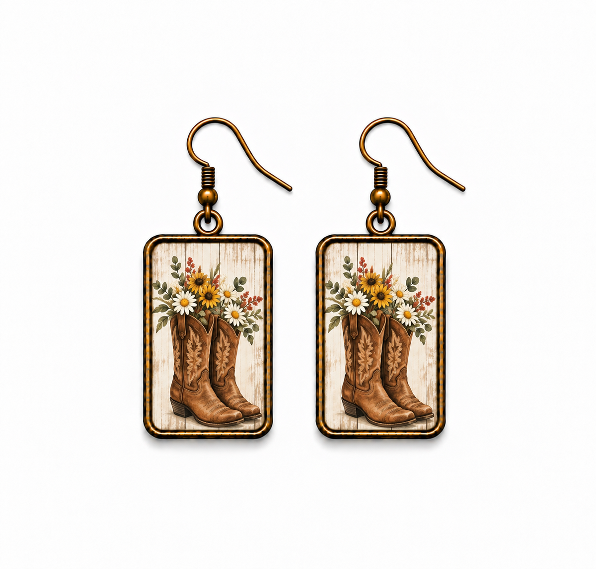 Western Wildflower Boots Earrings
