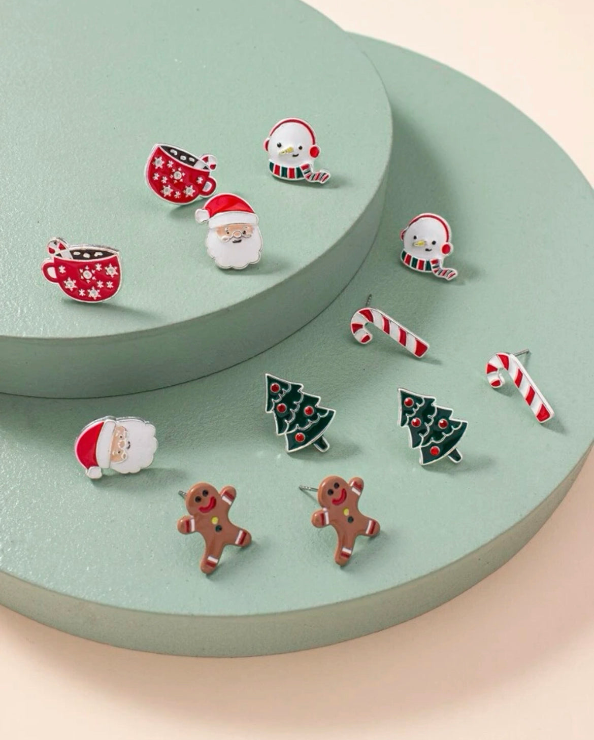 Set of 6 Pairs of Christmas Studs