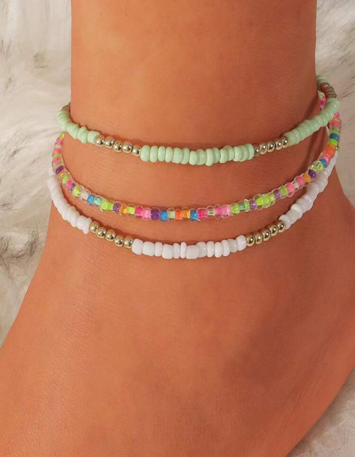 Bohemian Style Beaded Multi-Layer Anklets