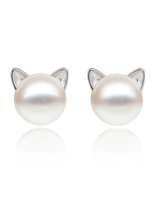 Beautiful Pearl Cat Earrings