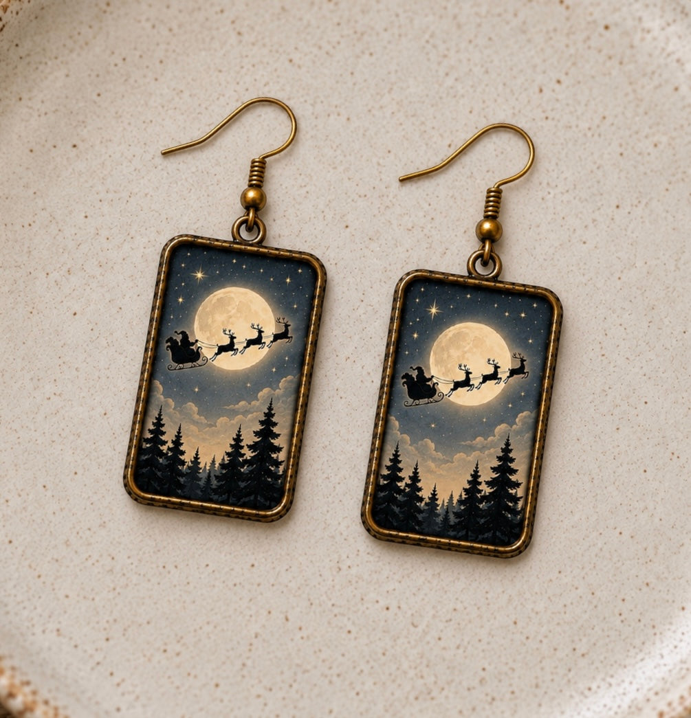 Santa’s Midnight Flight Earrings