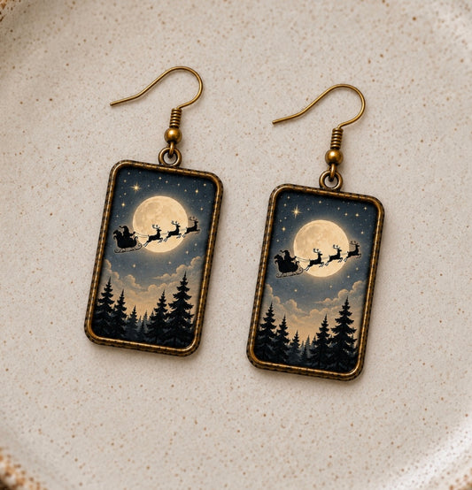Santa’s Midnight Flight Earrings