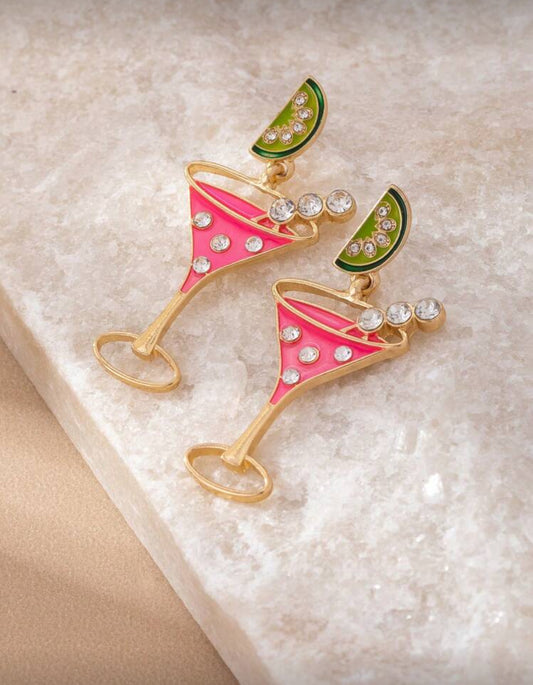 Beautiful Pink Boho Cocktail Glass Earrings