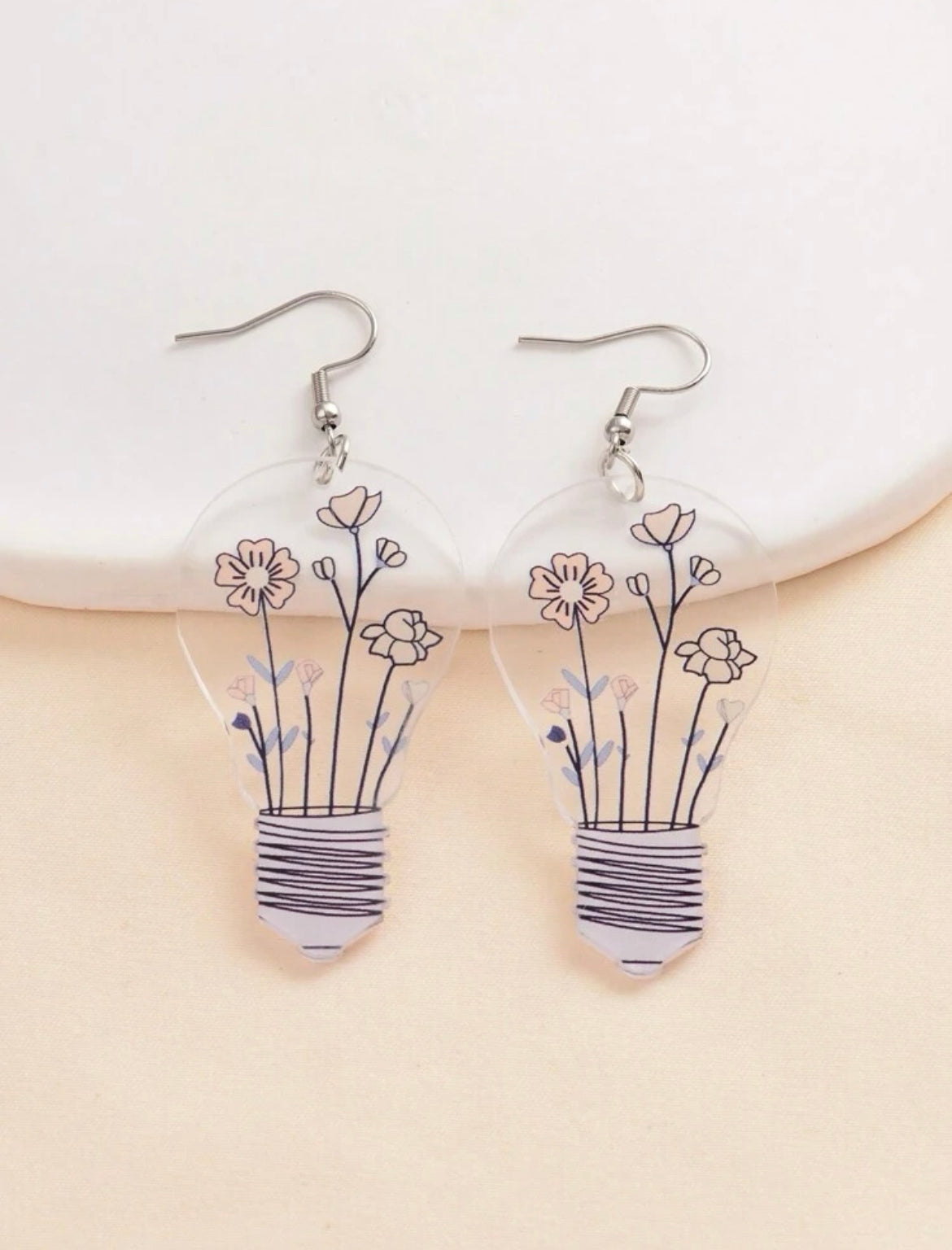 Acrylic Lightbulb and Flower Earring