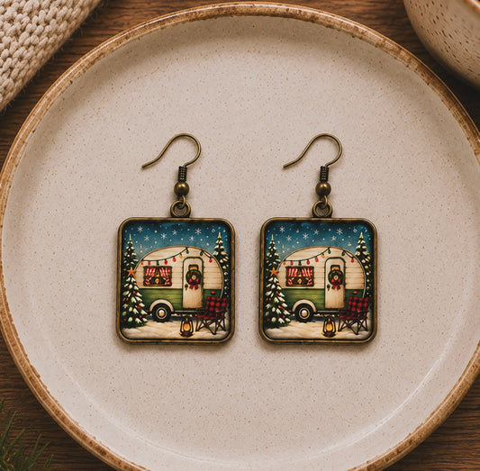 Cozy Christmas Camper Earrings