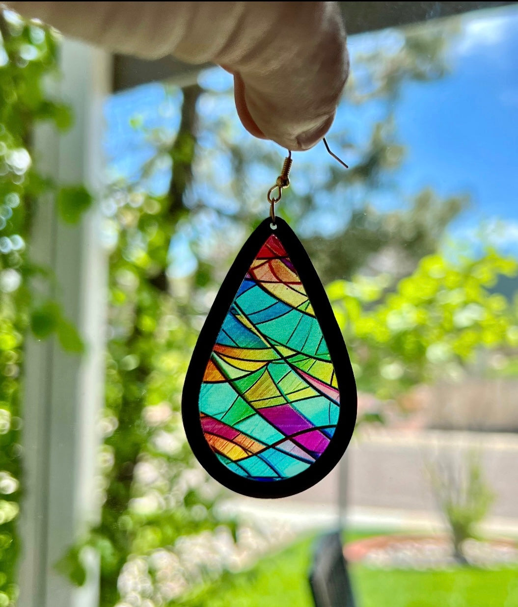 Beautiful Geometric Stained Glass Earrings