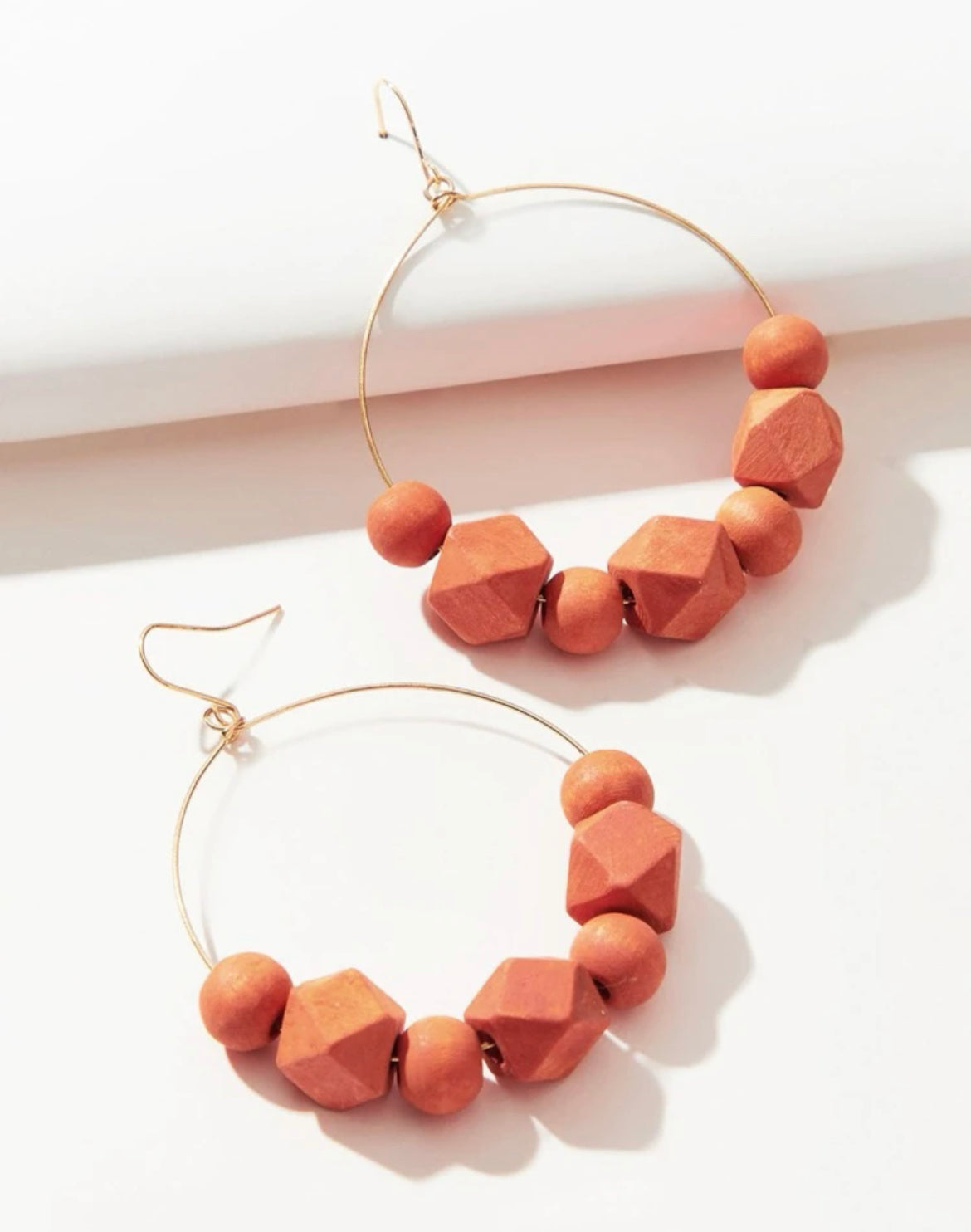 Orange Beaded Hoop Earrings