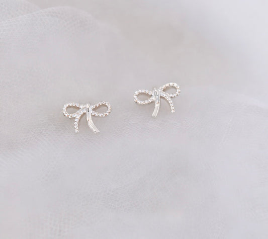 Beautiful Small Silver Bow Earrings