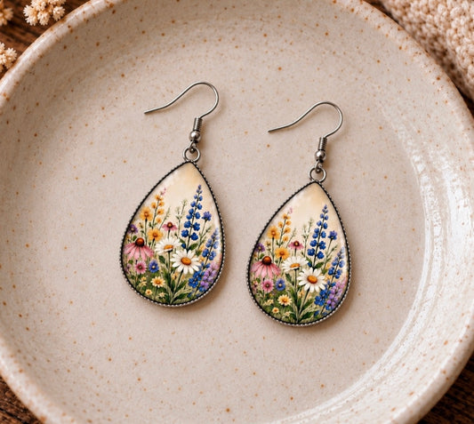 Meadow Wildflower Teardrop Earrings
