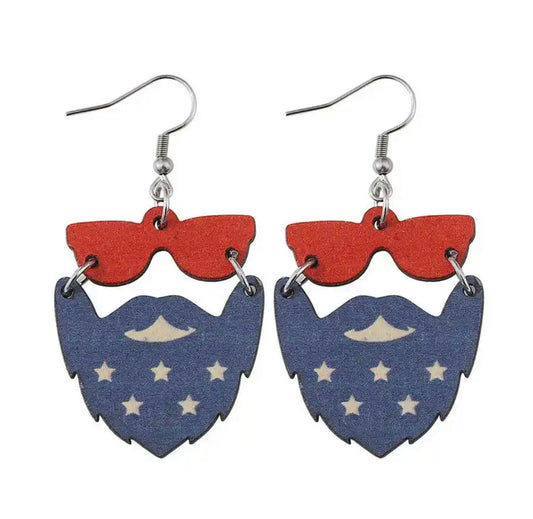 Wooden Patriotic Dude Earrings