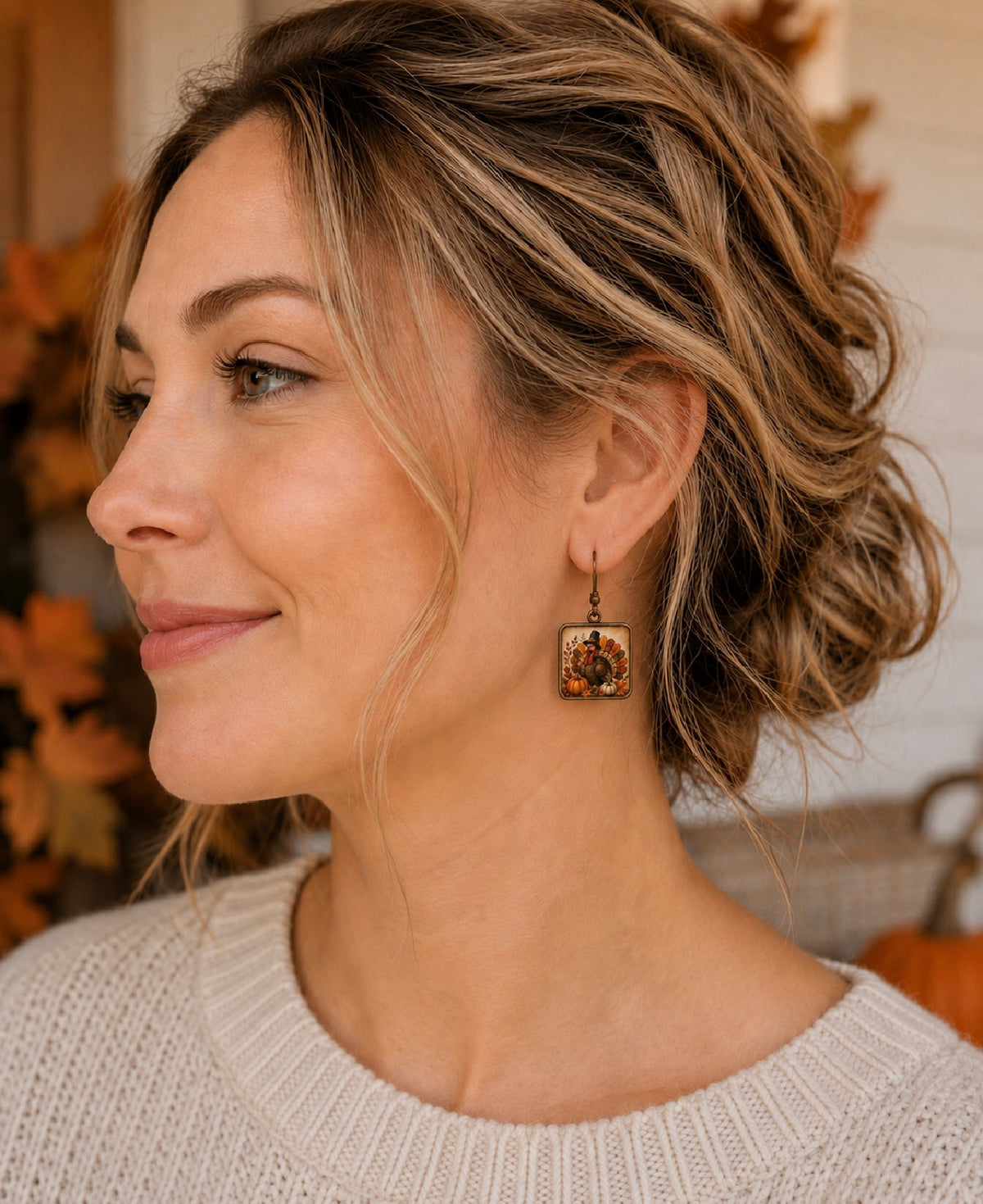 Pilgrim Turkey Square Earrings