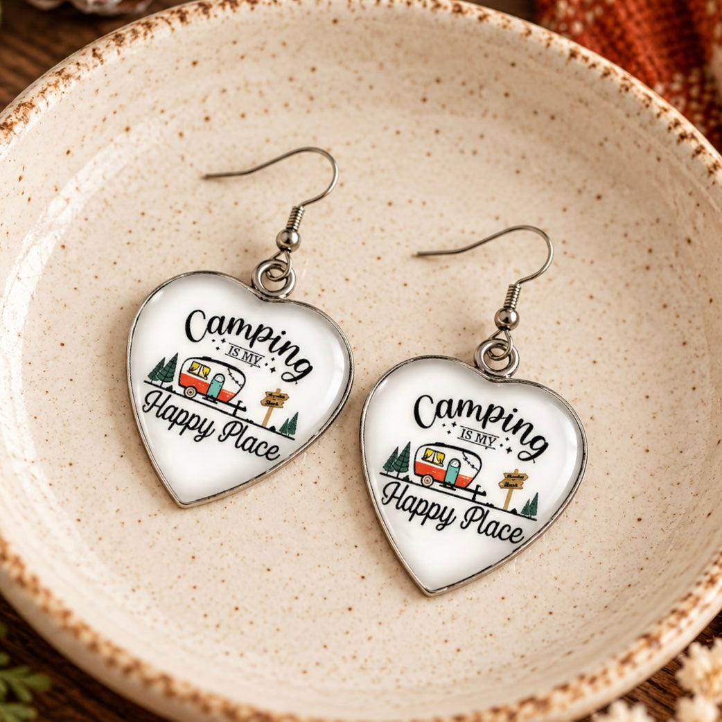 "Camping is my Happy Place" Earrings