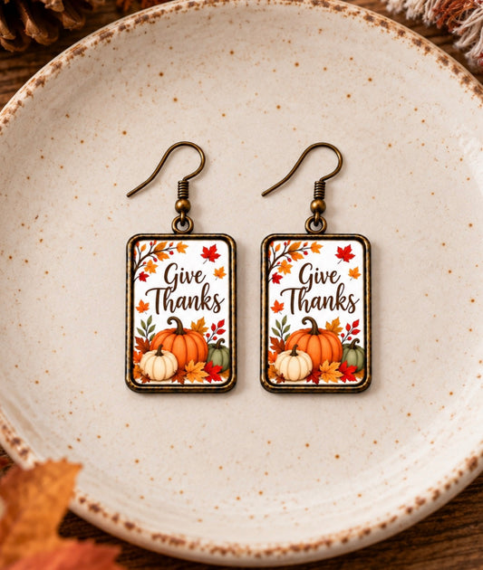 Give Thanks Pumpkin Earrings