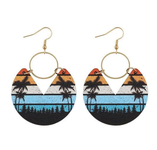 Boho Tree Print Wooden Earrings