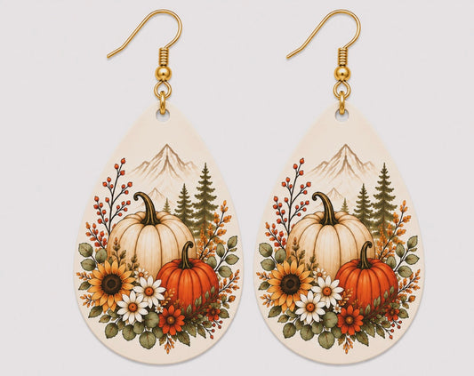Autumn Mountain Wooden Earrings