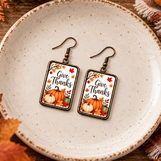 Give Thanks Pumpkin Earrings