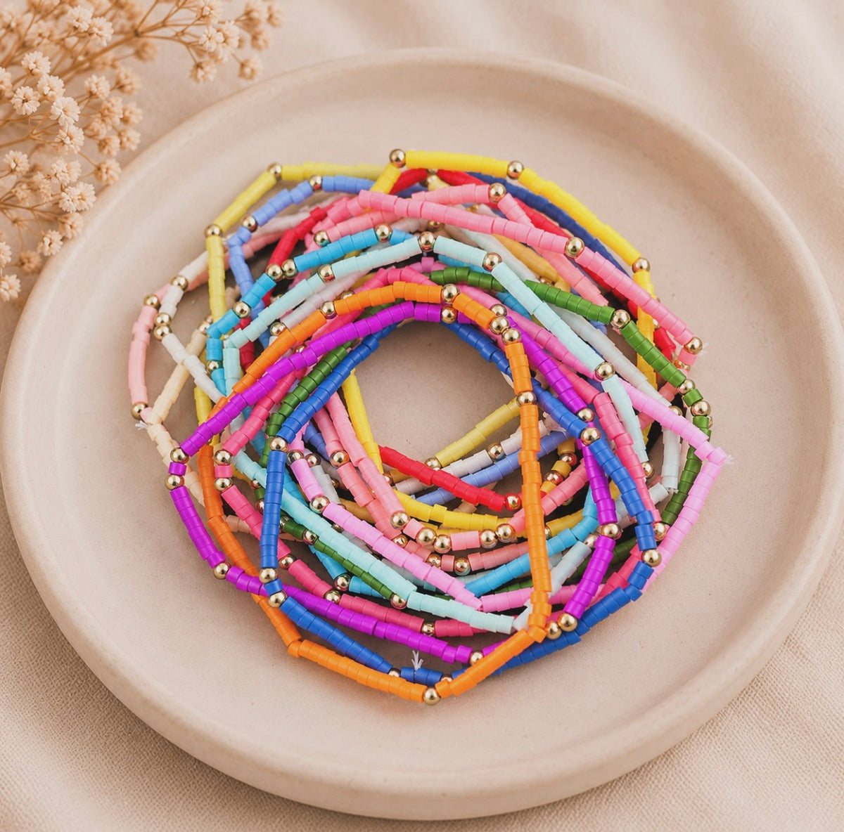 Colorful Beaded Stretch Bracelet Set
